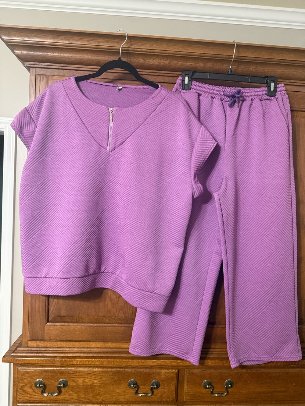 Women’s  Lavender Two-Piece set with Zip Neck